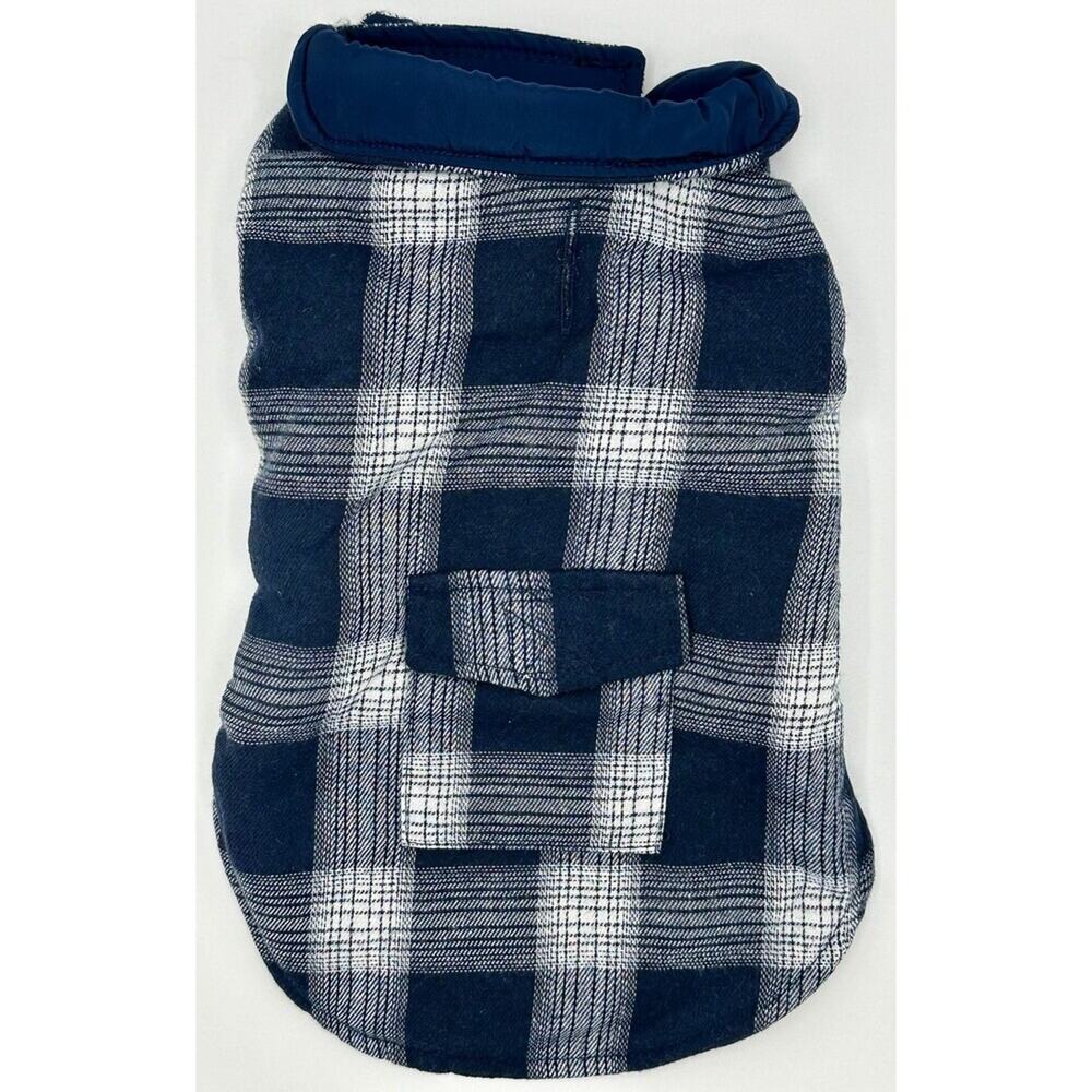 Flannel Dog Jacket Size S Blue White Plaid (331)